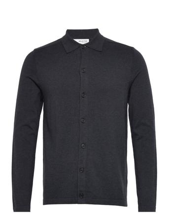 Slhberg Ls Knit Polo Cardigan B Stickad Tröja Cardigan Marinblå Selected Homme