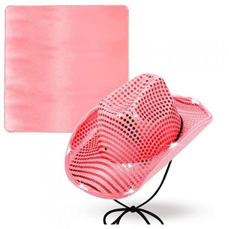 Led Glitter Cowboy Hat Sequin Light Led Brim Glitter Glitter