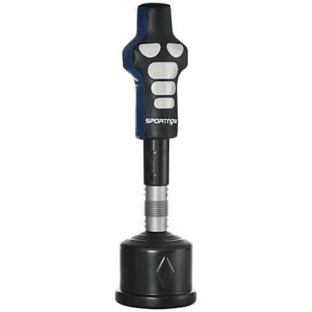 Rootz Boxningssäck - Boxningsdocka - Dummy - Fristående - Justerbar i höjdled - Tung bas - Läderimitation - Svart/Grå/Blå - 55 x 55 x 178-207 cm