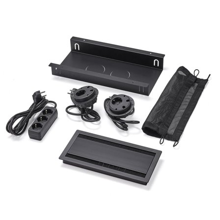 Kabelbokspakke UNIFY, 2 el., kabelhull, inkl. grenuttak, svart