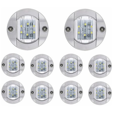 10 stk. Marine Navigationslys 4 LED Baglygter 12V Vandtætte Sikkerhedslys - Hvid