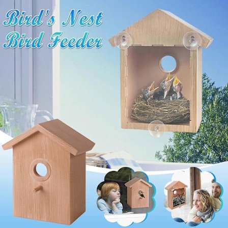 Vinduesfuglehus med malesæt Vinduesfuglehus Spion-fuglehus med stærke sugekopper Gennemsigtigt fuglehus til børn Min spion-klare fuglehus, klar ...