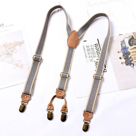 Kraftige brede Y-formede seler kompatible med mænd med 4 metalclips justerbare