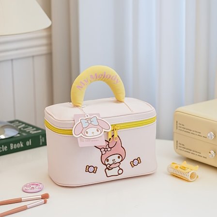 SanrioKT Søt Anime Utsmykket Reiseveske med Kawaii-figurer - Stor Kapasitet Multi-Rom Toalettveske & Sminke S [DB]