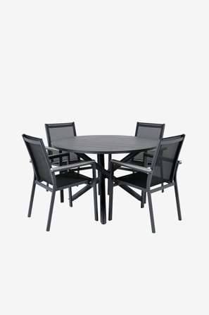Venture Home - Spisegruppe Nellie med 4 Parma spisestoler - Svart - Spisegrupper - Fra Homeroom