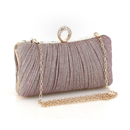 Dam gyllene glitter clutch handväska plisserad kvällsväska för bröllopsbröllop