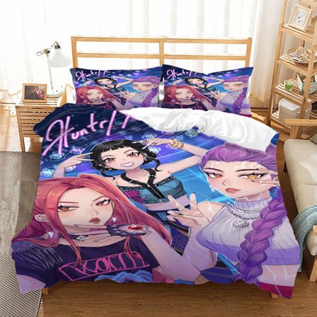 Anime Dynebetræk Sæt 140*200cm Dæmonjæger Mikrofiber Dynebetræk Pudebetræk Sengelinned til Drenge Piger Gave