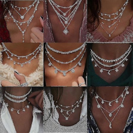 Kristallhalsband med flera element, Hängsmycken med flera lager (NE-0002-15)