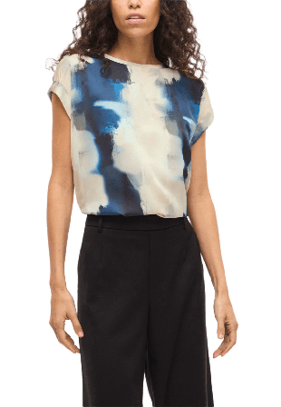 Vila Viellette S/S Full Satin Top Blusar Dam Blå 36