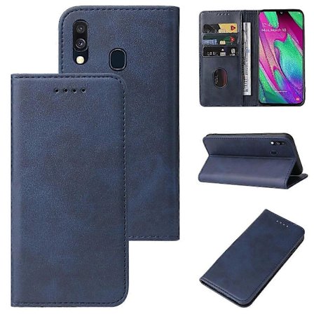 Kompatibel med Samsung Galaxy A40 Magnetisk Lukning Læder Telefon Cover - WELLNGS