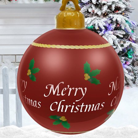 Stor oppblåsbar julekule 60 cm, PVC oppblåsbar julekule (uten pumpe), dekorativ oppblåsbar julekule