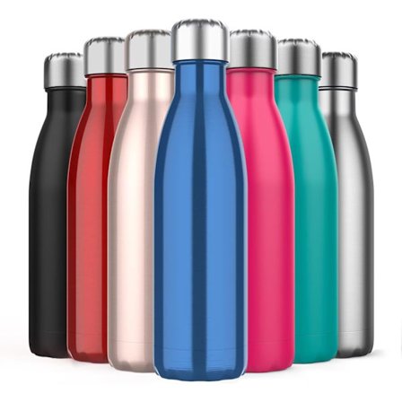 500 ml Isolert vannflaske, dobbeltvegget vakuumflaske i rustfritt stål, holder kulde i 24 timer, varme i 18 timer - BPA-fri (blå)