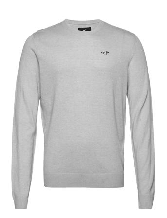 Hco. Guys Sweaters Strikkegenser M. Rund Krage Grå Hollister