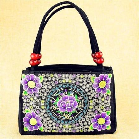 Kvinnor Handväska Broderi Blommor Tote Axelväska