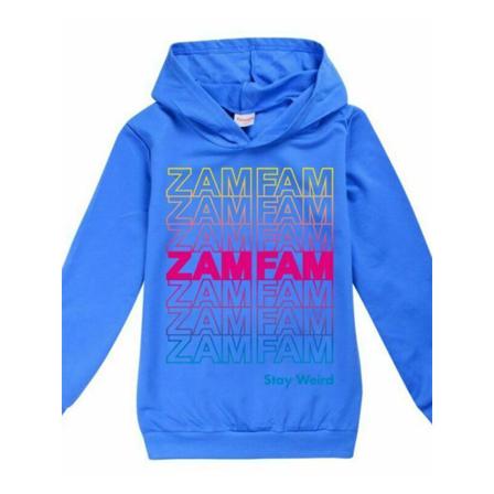 Kids ZAMFAM Print Hættetrøje Pullover Top Jumper Hættetrøje Dark Blue 140cm