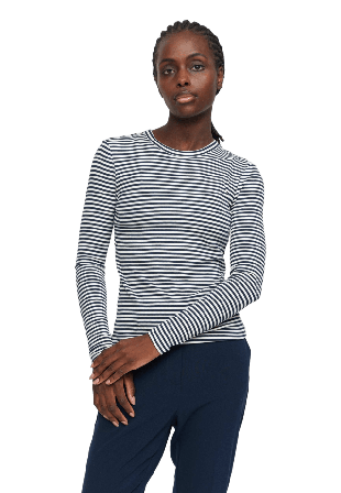 Soft Rebels Srfenja Stripe O-neck Top - Total Eclipse Blusar Dam Blå XL