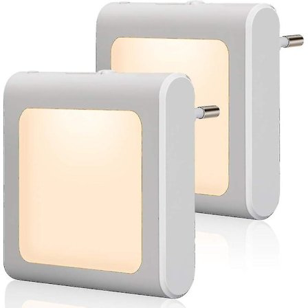 Natlampe med Skumringsføler, Emotionlite 2 stk. Lysstyrke Uendeligt Justerbar Meget God Til Børneværelse, Trapper, Soveværelse, Køkken, Orien