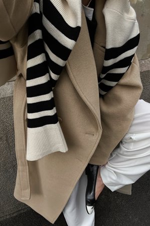 NA-KD Manteau classique en laine mélangée avec ceinture - Vestes d'Hiver - Beige - EU 38