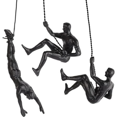 Nordisk Moderne Enkelhed Harpiks Skulptur Kreativ Klatrende Mand Vægskulpturer Håndlavede til Kunst Boligindretning Sæt med 3