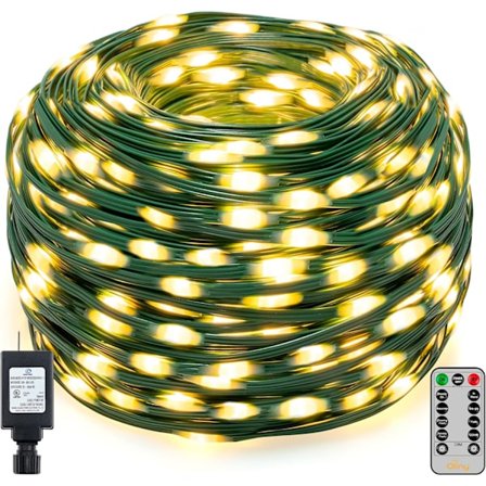 Julbelysning 800LED 80 meter Plug-in, IP67 Vattentät Grön Kabel Utomhus Trädbelysning med Fjärrkontroll, 8 Lägen och Timer Julgransbelysning för
