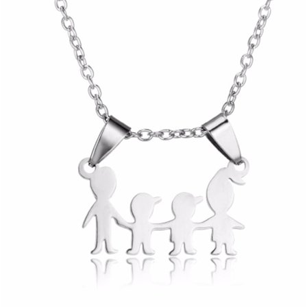 Halsband med berlock figurer familj 2 söner smycke