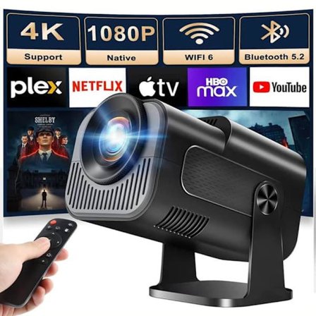 Mini 4K-projektor Full HD 1080p – Smart Android 11, 300 ANSI, WiFi 6, Bluetooth 5.0, 180° roterbar