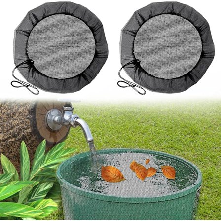 2 stk. Regnvandstønde Net, Regnvandstønde Dæksel med Snøretræk, Rundt Regnvandstønde Dæksel, Beskyttelse mod Myg og Blade (ø 80 cm)