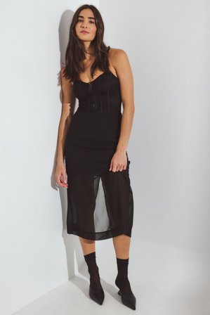 NA-KD Bodysuit med korsett och spets - Bodies - Svart - XL (EU 46)