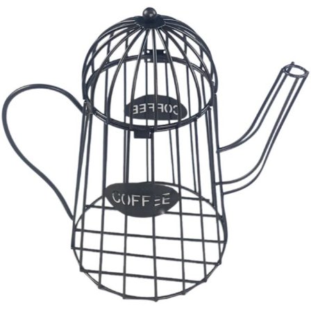 Uthulet kaffekapsel oppbevaringskurv, kaffekopp frukt kaffepute arrangørholder for kaffehotell i svart