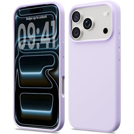 Flydende silikone etui til iPhone 17 Pro, Stødsikkert blødt telefoncover, Fuld kropsbeskyttelse, Lilla