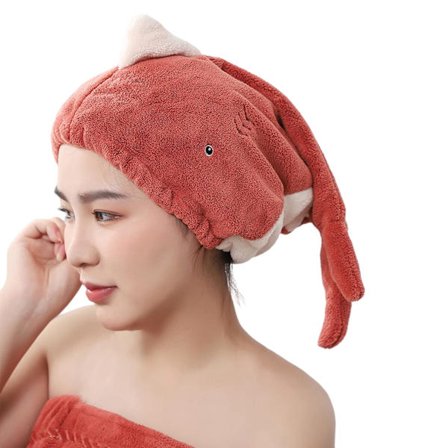 Hårhåndklæde Wrap Hurtigtørrende Dyreprint Hår Turban Absorberende til Kvinder og Børn Burgundy-Women