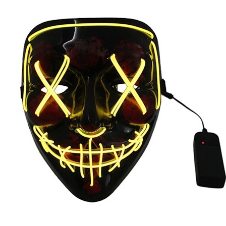 Led glödande neonmask Läskiga stygn Cosplay Skräck Light Up Mask Halloween Maskerad Karneval Festrekvisita