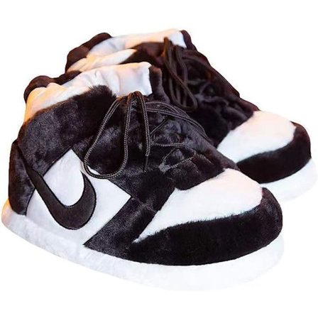 Morsomme tøfler Sportsko, Ultra komfortable og koselige hussko, Innendørs sportsko, Plysj innendørs unisex tøfler-Svart og hvit