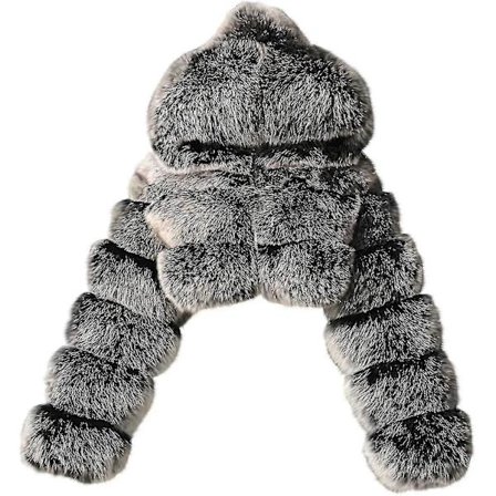 Faux Fur Pelsfrakke til Kvinder med Hætte, Cropped Bubble Frakker Fleece Kort Varm Jakke Plus Size Vinterfrakker til Kvinder Bedste Gave 4X-Large Sky 