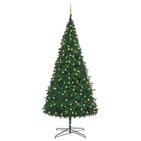 Vidaxl Plastgran Med Led Och Julgranskulor 400 Cm Grön