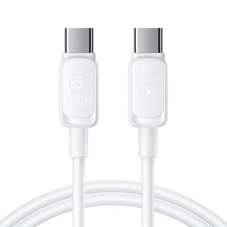 SiGN USB-C till USB-C Kabel 100W, 2m - Vit