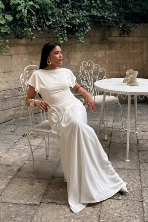 Tsutsumi Hoang x NA-KD kurzärmeliges Jersey-Top - Oberteile - Weiß - XL (EU 46)