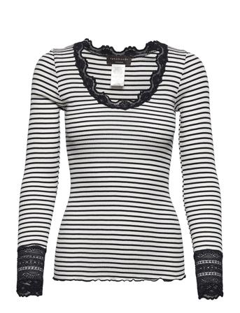 Silk T-Shirt Regular Ls W/Wide Lace Patterned Rosemunde