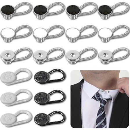 18 stk. skjortekraveknapforlænger: Kraveknapforlænger til herreskjorte - Komfortabel slips-kraveudvider - Skjortekraveforlænger_Super gave