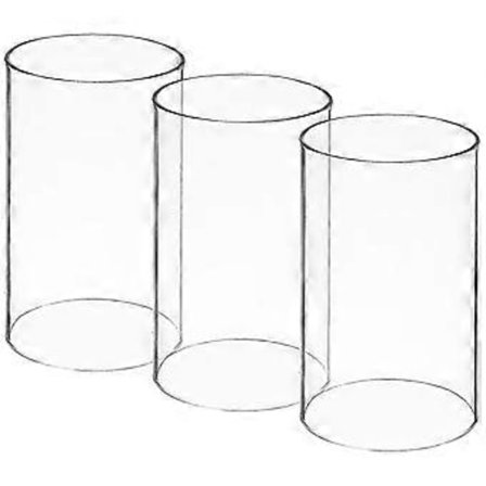 3 stk. Vindtætte klare glas cylinder lysestager åbne lysrørsskærme