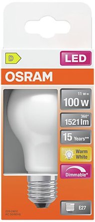 OSRAM LED Classic A 100 12W 2700K matt dim E27