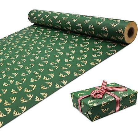Wrapping Paper Roll Set, 50CM x 70CM Large Roll Christmas Wrapping Paper Recyclable Kraft Paper for Christmas Party Wrapping, Green