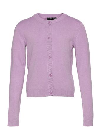 Nlfranwar Ls Short Cardigan Stickad Tröja Cardigan Lila LMTD