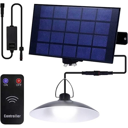 Solcelle-pendellampe med fjernkontroll IP65 Vanntett 3M Kabel Vegglampe Solcellelampe for Innendørs Utendørs Garasje Balkong Terrasse Paviljong 