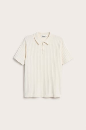 Kappahl | Finstrikket tennisskjorte | Offwhite