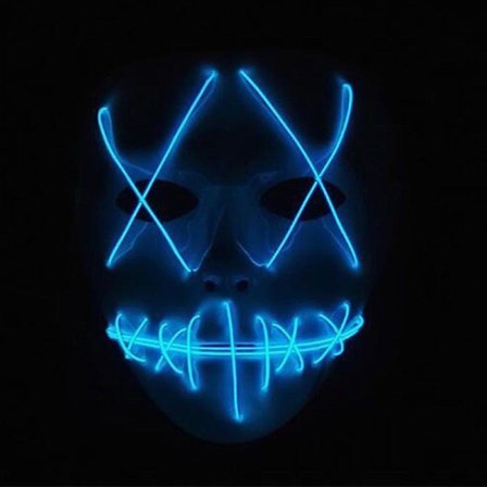 Skräck Mask Led Light Up Cosplay Skrämmande mask sydd leende ansikte kostym rekvisita Halloween festtillbehör