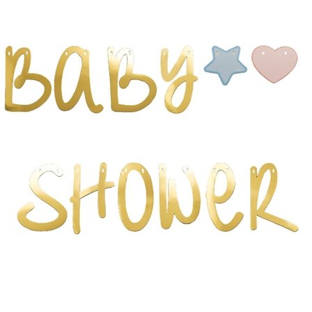 Girlang "Baby Shower" Guld 220cm