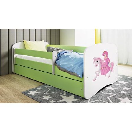 Kocot Kids Barnsäng - Babydreams Grön - Princess On Horse Med Madrass 180x80 Cm - Litenleker