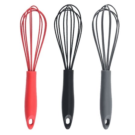 Silikonepiskeris i rustfrit stål, sæt med 3, rød + sort + grå KLB