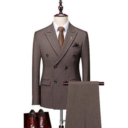 Herr 3-delat kostym i rutig slim fit, dubbelknäppt kostymset